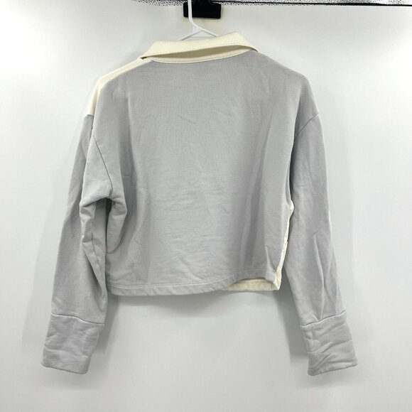 Outdoor Voice Blue Ivory Boxy Cropped Quarter Zip Sweatshirt Women's Small - Picture 7 of 8